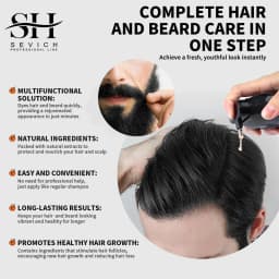 SEVICH 5 In1 Men's Black Hair & Beard Dye Shampoo Instant Gray Coverage Pure Plant-Based Instant Hair Dye Cream Beard Hair Care
