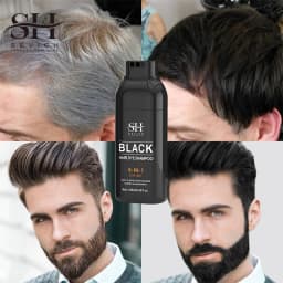 SEVICH 5 In1 Men's Black Hair & Beard Dye Shampoo Instant Gray Coverage Pure Plant-Based Instant Hair Dye Cream Beard Hair Care
