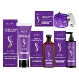 Hoegoa Purple Hair Nourishing Mask Cover Gray Hair Fade Yellow Non-irritating Restore Gloss Smoothing Hair Conditioner Set