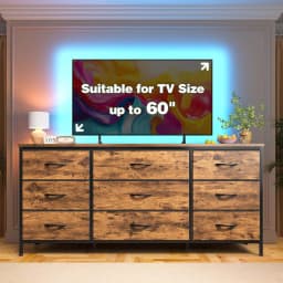 TV Stand with 9 Wide Drawer Dresser, 47 inch Long Dresser for Bedroom, Sturdy Metal Frame, Hallway, Entryway,Customized