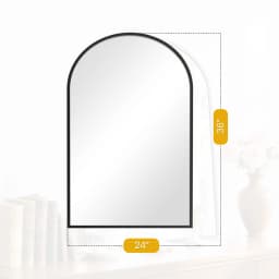 JHK 26"x38" Arched Metal Framed Mirror for Wall Matte Metal Framed Modern Dressing Mirror Tempered Glass Bedroom Living Room