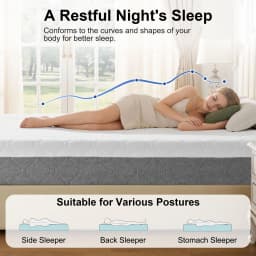 5/6/8/10/12 Inch Medium Firm Mattress, Cool Gel Memory Foam Bed Mattress for Pressure Relief & Comfort Sleep, CertiPUR-US Certif