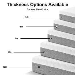 5/6/8/10/12 Inch Medium Firm Mattress, Cool Gel Memory Foam Bed Mattress for Pressure Relief & Comfort Sleep, CertiPUR-US Certif