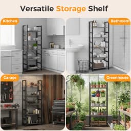 MCQ Wooden Storage Standing 5 Tiers Display Bookshelf Sturdy Structure Graduated Shelves Adjustable Feet for Living Room