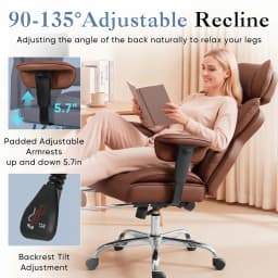 JHK Ergonomic Adjustable Armrests Gaming Computer Chair PU Leather Reclining Computer Chair with Pocket 350 LBS Office Chair with Footrest Height Adjustable Swivel Wide Seating for Home Office