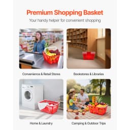 SucceBuy 4/12/20 PCS Shopping Baskets 21L Stackable PE Plastic Grocery Baskets with Handles Portable for Stores Supermarket Use