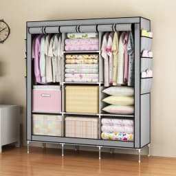 Closet Wardrobe Organizer Storage Rack Portable Clothes Shoe Clothing Shelf Dustproof Non-woven Fabric Quick and Easy to Assembl