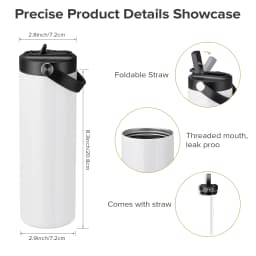 12/25 Pack 20OZ Sublimation Blanks Tumbler, Vacuum Flap With Flip Nozzle, Perfect for Fitness Travel and Sports Water Bottles