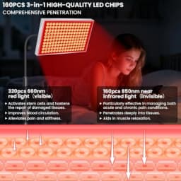 SAVILER® Red Light Therapy for Face and Body 160 Dual-Wavelength LEDs Red Light Lamp Panel with Stand 660nm 850nm Near Infrared