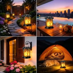 2/4 Pack Hanging Solar Lights Lantern Outdoor, Flickering Flames Solar Outdoor Lights, Solar Lanterns Outdoor Waterproof with Bigger Panel, Lanterns Decorative Outdoor for Yard Garden Decor