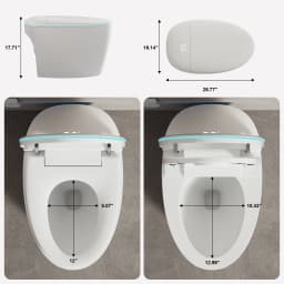 Smart Bidet Toilet Auto Open Lid Seat, Instant Heat, Warm Dryer, RGB Light, Female Rear Wash, Remote & Foot Flush