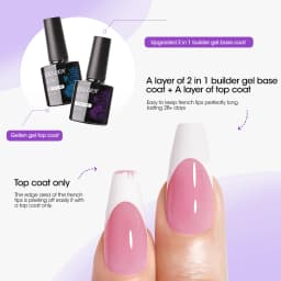 GELLEN Gel Nail Kit Press On Nails French Tip UV Lamp Solid Glue Gel Charms Pink Short Square Manicure Extension Set DIY Tools