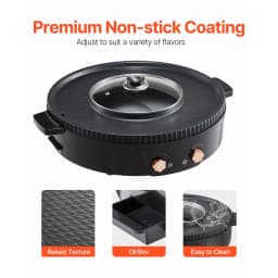 Hot Pot with Grill, 1800W 2-in-1 Electric Smokeless Grill and Hot Pot, Korean BBQ Shabu Shabu Hotpot with Separate Dual Temperature Control, Non-stick Pan, for 2-8 People Family Dining