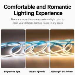 16.4ft 12V COB LED Strip Light High CRI 95Ra+ Ultra Bright 6000K/4000K/3000K White Natural White Warm White Flexible Cuttable Tape Light for Bedroom Mirror Kitchen Cabinet Living Room