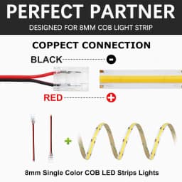 16.4ft 12V COB LED Strip Light High CRI 95Ra+ Ultra Bright 6000K/4000K/3000K White Natural White Warm White Flexible Cuttable Tape Light for Bedroom Mirror Kitchen Cabinet Living Room