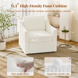 360° Swivel Accent Chair Set of 2, Large Comfy Reading Chairs, Accent Square Single-seat Armchair Upholstered Sofa