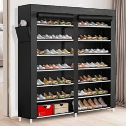 Senmeo Double Row 7 Layer Shoe Cabinet With Dust Cover, Non-Woven Space-Saving Shoe Rack With Large Capacity, Easy To Assemble