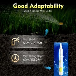 24V 370W Deep Well Pump Stainless Steel Water Pump 2850RPM for Irrigation, Landscaping, Cleaning, Water Supply
