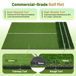 5x4ft Dual Turf Golf Practice Mat With Alignment Lines Indoor Outdoor Golf Hitting Pad Swing Chipping Trainer Backyard