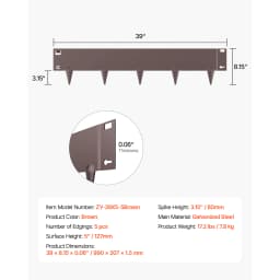 SucceBuy Steel Landscape Edging 5 Pcs 39x3in Rust-Resistant Metal Landscape Edging Bendable Garden Border Heavy Duty Lawn Edging
