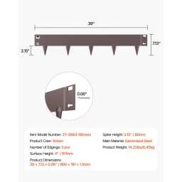 SucceBuy Steel Landscape Edging 5 Pcs 39x3in Rust-Resistant Metal Landscape Edging Bendable Garden Border Heavy Duty Lawn Edging