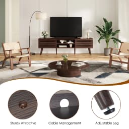 Farini Mid Century Modern TV Stand for TVs Up to 70", Wood Media Console with Storage & Cable Management for Living Room