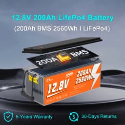 CTOLITY 2560Wh 12V 200Ah LiFePO4 RV Battery Low Temp Cutoff - Built-in 200A BMS - Deep Cycle for Camper, Trolling Motor RV