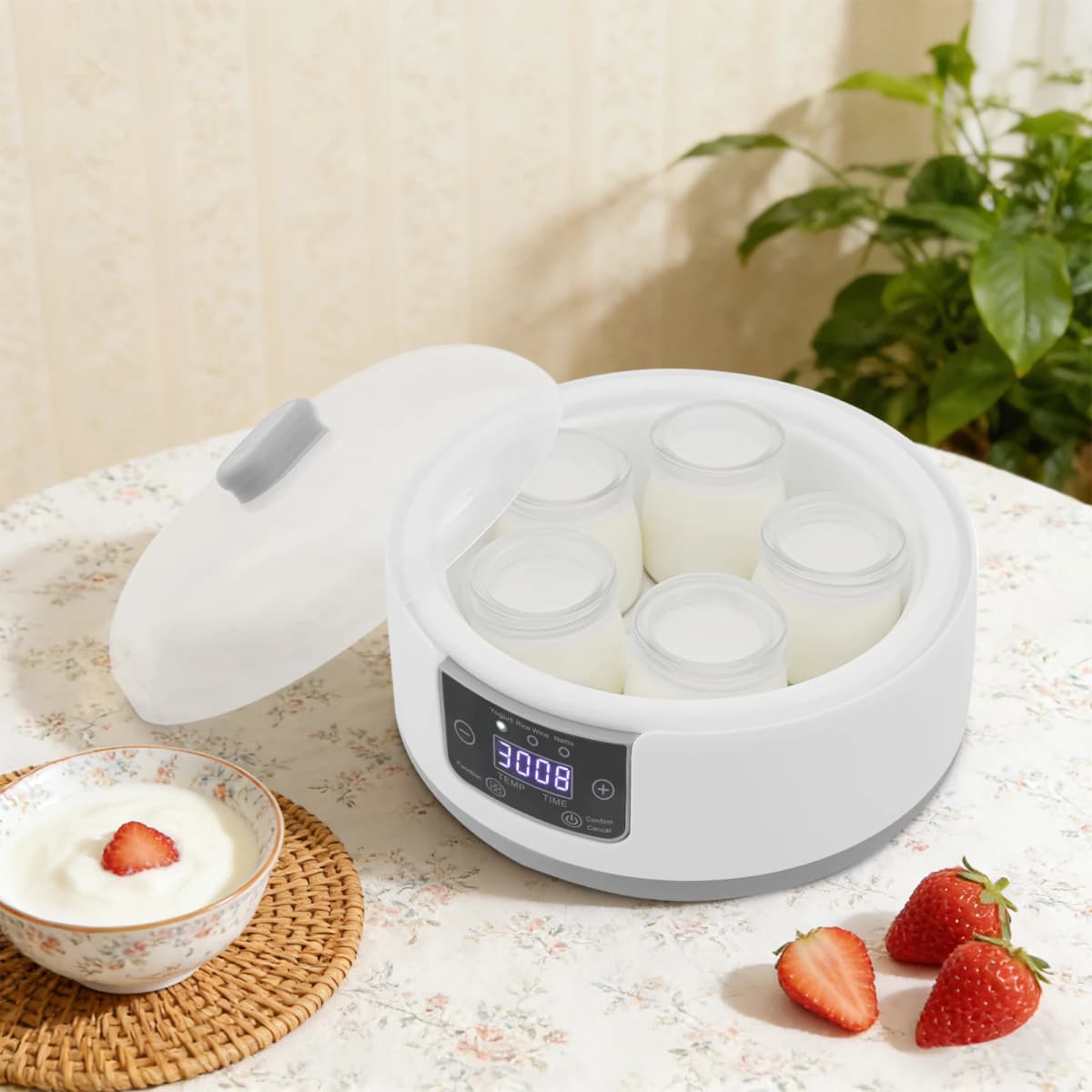 Electric Yogurt Maker Machine, Yogurt Maker with 304 Stainless Steel Liner, Timer & Temp 70-113°F for Yogurt Rice Wine Natto