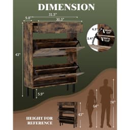Shoe Storage Cabinet with Dual Flip Drawers, Space-Saving Shoe Organizer for Entryway, Hallway, or Mudroom, Hidden Shoe Rack Cup