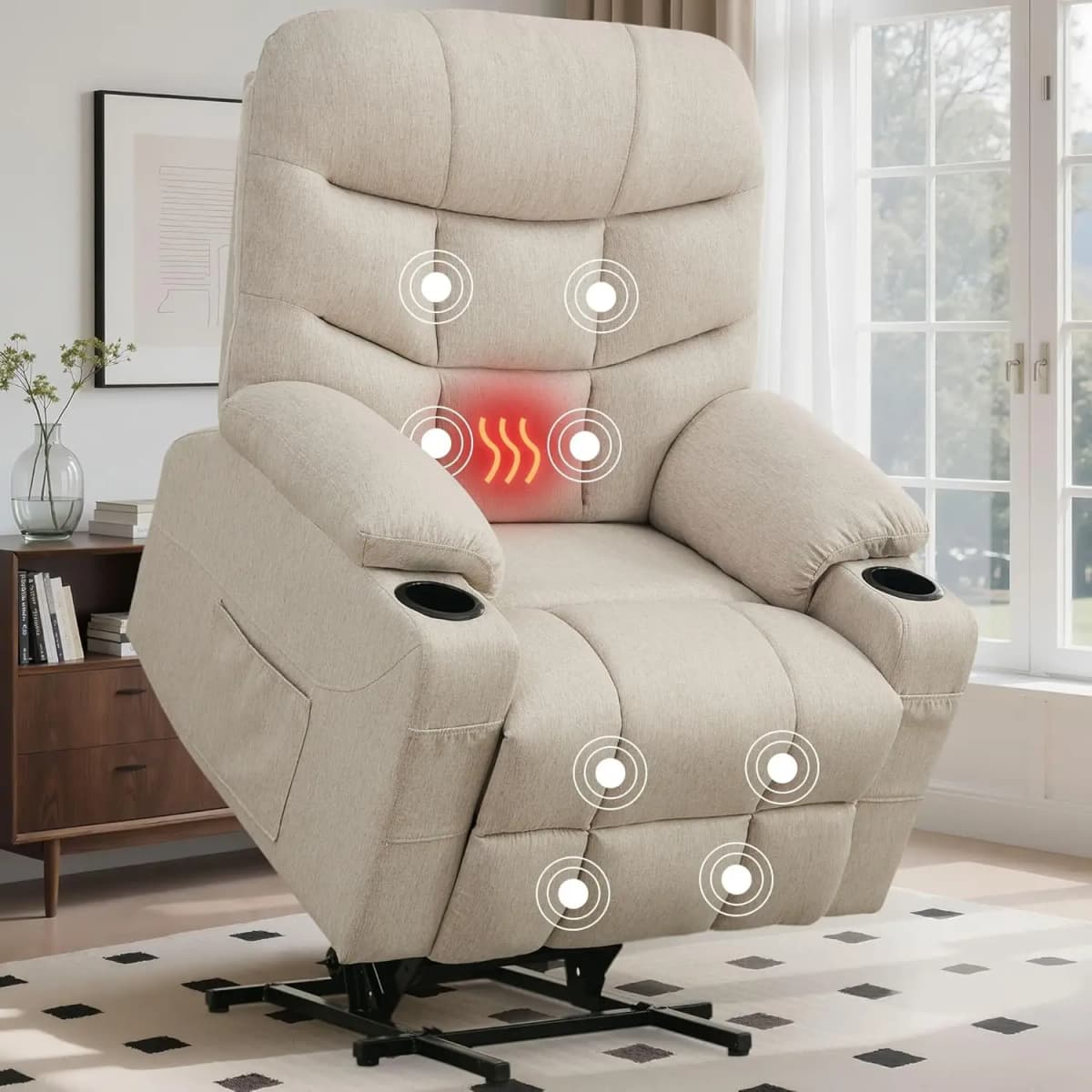 Power Recliner Chair with Massage and Heating, Electric Recliner Chair for Elderly and Adults, Power Lift Recliner with Remote C