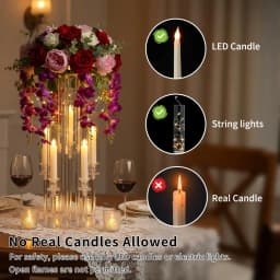 2PCS 5 Arm Candelabra Clear Centerpiece for Table Acrylic Stand for Wedding Reception Candle Holder for Birthday Home Christmas