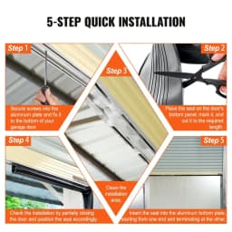 Garage Door Seals Bottom Rubber U Shape +O Ring Combination Garage Door Weather Stripping with Pre-drilled Aluminum Track Retai