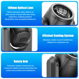 DayFlicker 200W White LED And RGB Halo 18-Facet Prism Moving Head with DMX512 14CH Sound-Activated For Disco Wedding Parties