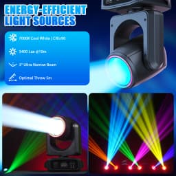 DayFlicker 200W White LED And RGB Halo 18-Facet Prism Moving Head with DMX512 14CH Sound-Activated For Disco Wedding Parties