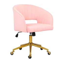 Home Office Swivel Velvet Desk Chair Modern Tufted Accent Armchair with Gold Base Ergonomic Computer Task Stool for Living Room