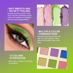 12-Color Crocodile Eye Shadow Palette Highly Pigmented Matte/Shimmer Waterproof Long-Lasting for Stage And Party Use