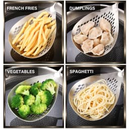 1Pc High-Temp Resistant Stainless Steel Ladle Skimmer - Heavy-Duty Fine Mesh Ergonomic Handle for Frying Hot Pot Kitchen Use
