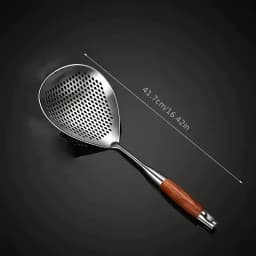 1Pc High-Temp Resistant Stainless Steel Ladle Skimmer - Heavy-Duty Fine Mesh Ergonomic Handle for Frying Hot Pot Kitchen Use