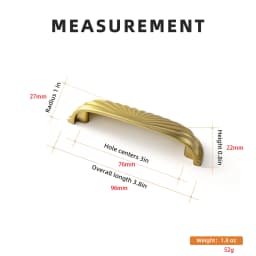 Goo-Ki Modern 3''Hole Centers Brushed Brass Cabinet Pulls,Accessible Luxury Zinc Alloy Din Cup Cabinet Pulls with Mordern Style