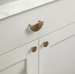 Goo-Ki Modern 3''Hole Centers Brushed Brass Cabinet Pulls,Accessible Luxury Zinc Alloy Din Cup Cabinet Pulls with Mordern Style
