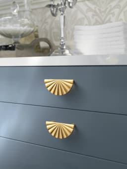 Goo-Ki Modern 3''Hole Centers Brushed Brass Cabinet Pulls,Accessible Luxury Zinc Alloy Din Cup Cabinet Pulls with Mordern Style