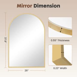 JHK 26"x38" Arched Metal Framed Bathroom Mirrors for Wall Hanging Mirror Glass Mirror Modern Wall Decor For Bedroom Entryway
