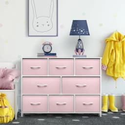 Kids Dresser with 8 Drawers - Chest Organizer Unit with Steel Frame Wood Top & Handle, Fabric Bins for Clothes, Customized