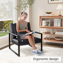 Black Faux Leather Accent Chair Set of 2 Comfortable Easy Clean for Living Room Bedroom Office, Customized