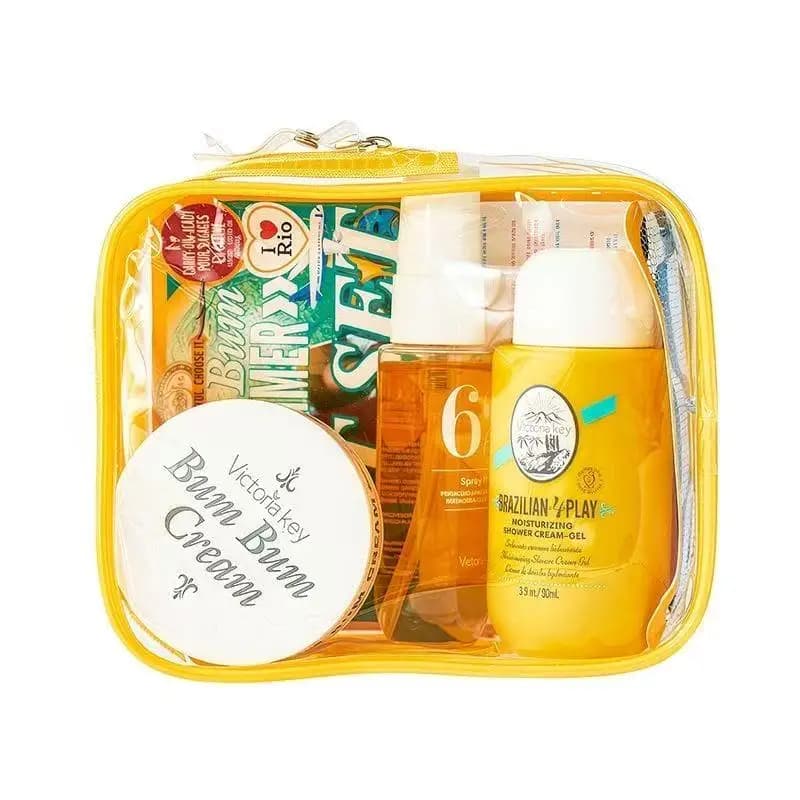 Sol de Janeiro Brazilian Bum Bum Cream & Shower Gel & Body Mist Travel Set - 3pcs Body Care Kit with Pouch