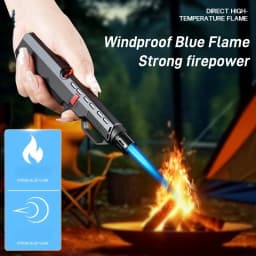 Portable 1800° Torch Jet Lighter Windproof Blue Flame 360 ° Reversible Ignition Butane Igniter for Kitchen BBQ Men's Gift