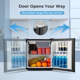 Mini Fridge 1.6 Cu.ft, Compact Small Drinks Refrigerator, Energy Saving, Adjustable Thermostat Dorm, Apartment, Bedroom, Black