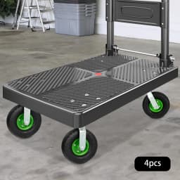 10 Inch Pneumatic Casters Set of 4, Heavy Duty Casters Air Tires Rubber Wheel with Tread Pattern for Hand Truck, Freight Equipment, 275.58lbs Capacity