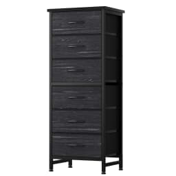 JHK Tall 6 Fabric Drawer Dresser for Bedroom Wood Top and Metal Frame Skinny Chest of Drawers Narrow Storage Tower with Organization Furniture