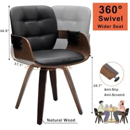 Set of 2 Mid Century Modern Chairs, Swivel Dining Chairs with Arms and Curved Back, Faux Leather Reception Room, Customized
